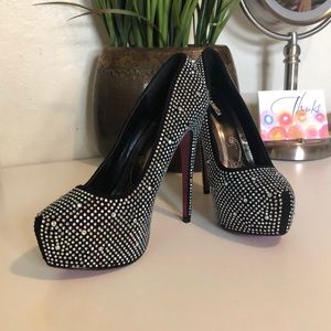 Iridescent Rhinestone Platform Heels